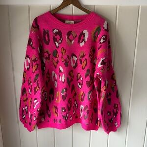 Entro Pink Leopard Print Sweater